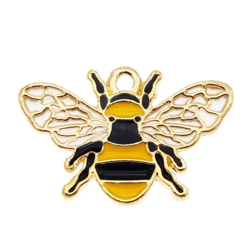 20pcs Enamel Bee Animal Pendant Alloy Charms For Women Bracelet Making Accessory Handmade DIY Findings 17*26mm