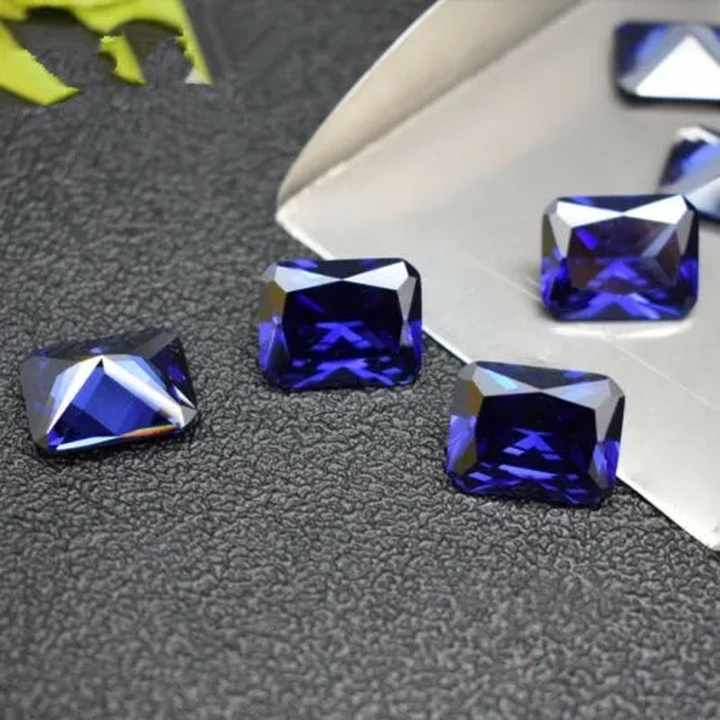 Unheated Blue Tanzanite 6x8mm 2.36Ct Emerald Cut Shape AAAAA VVS Loose Gemstone