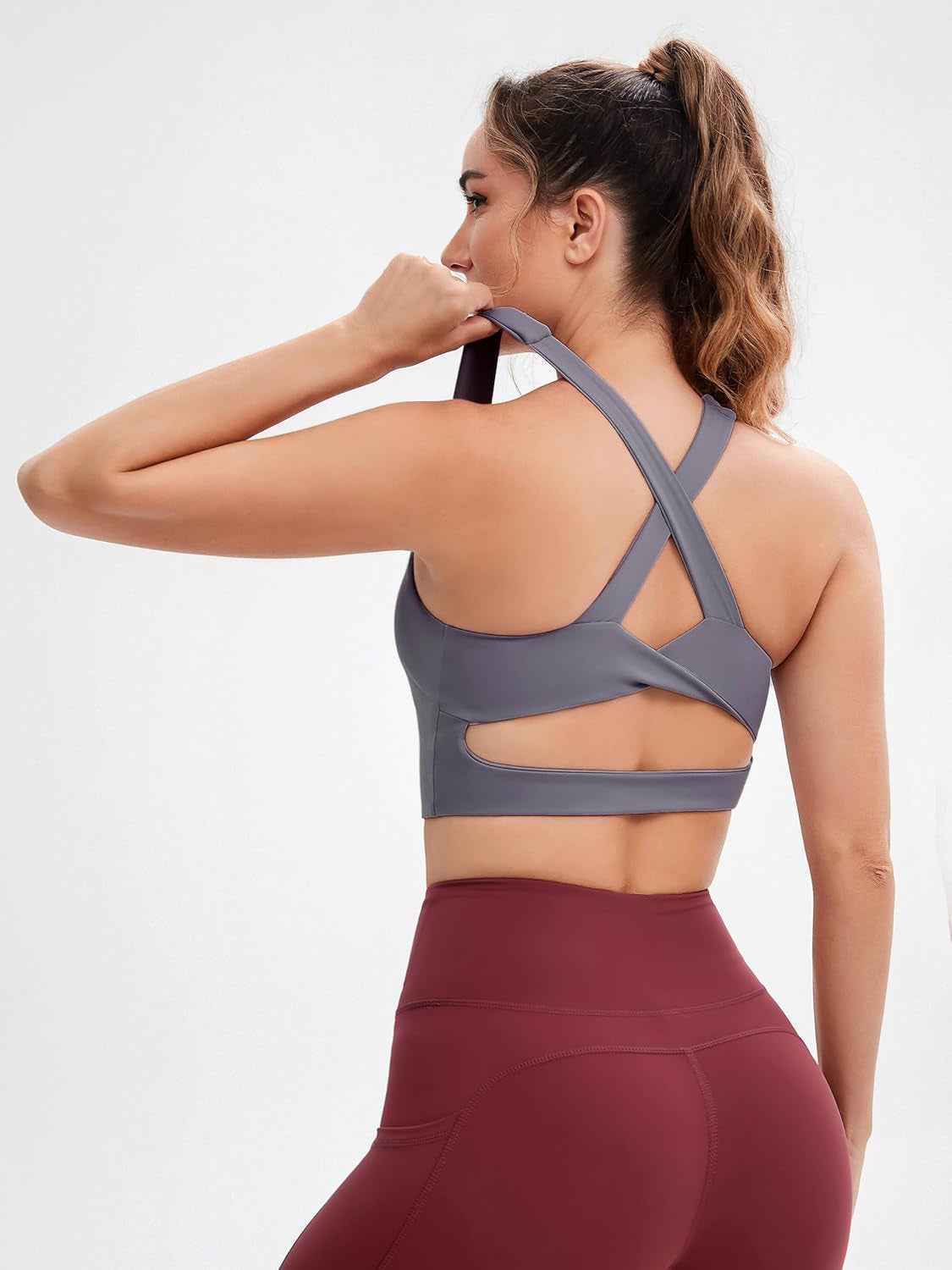 Sports Bras for Women Criss-Cross Back Padded Workout Tank Tops Medium Support Crop Tops for Women