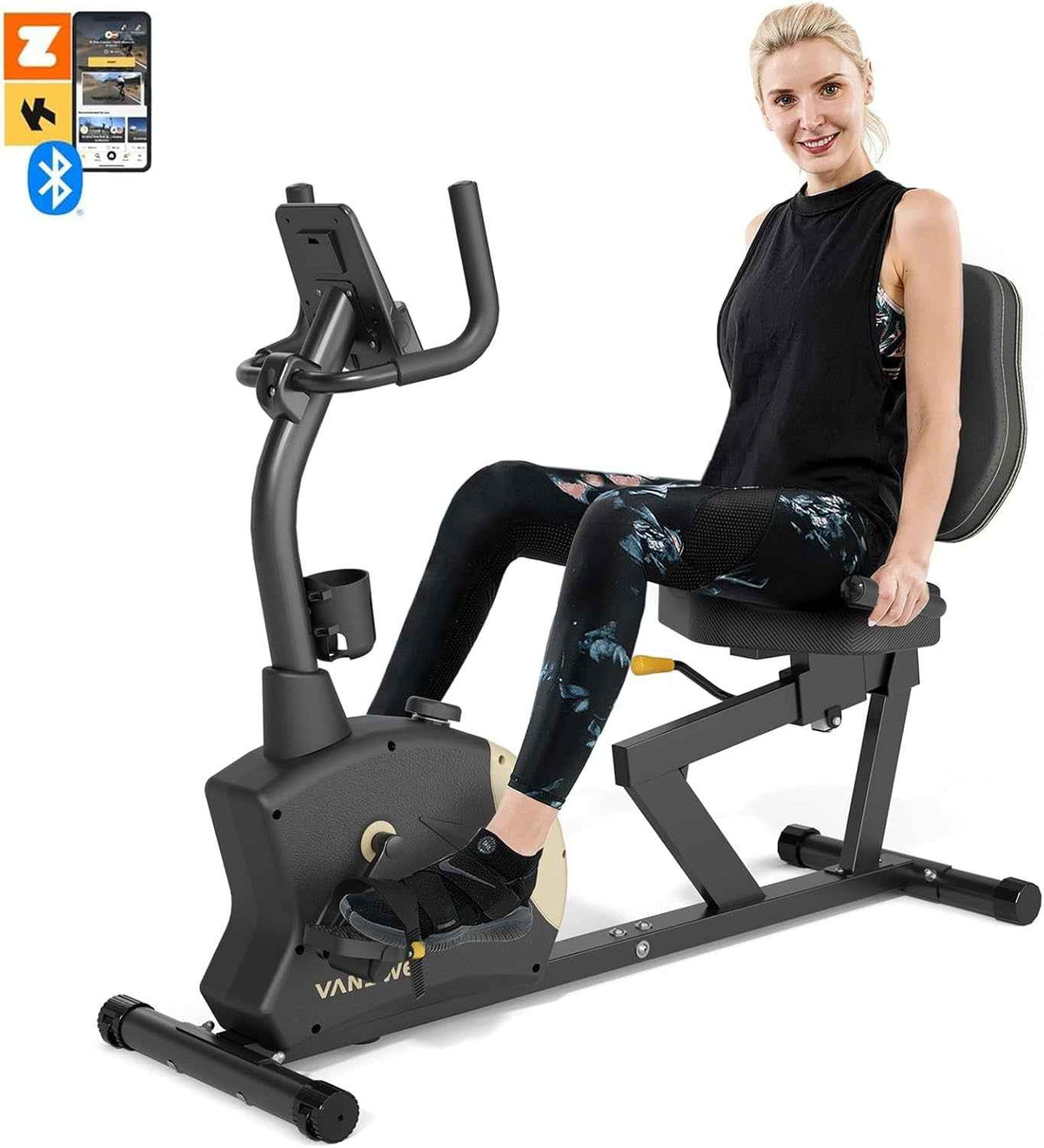 Recumbent Exercise Bike for Adults Seniors - Recumbent Bikes for Home with Magnetic Resistance, Bluetooth and App Connectivity, Pulse Sensor