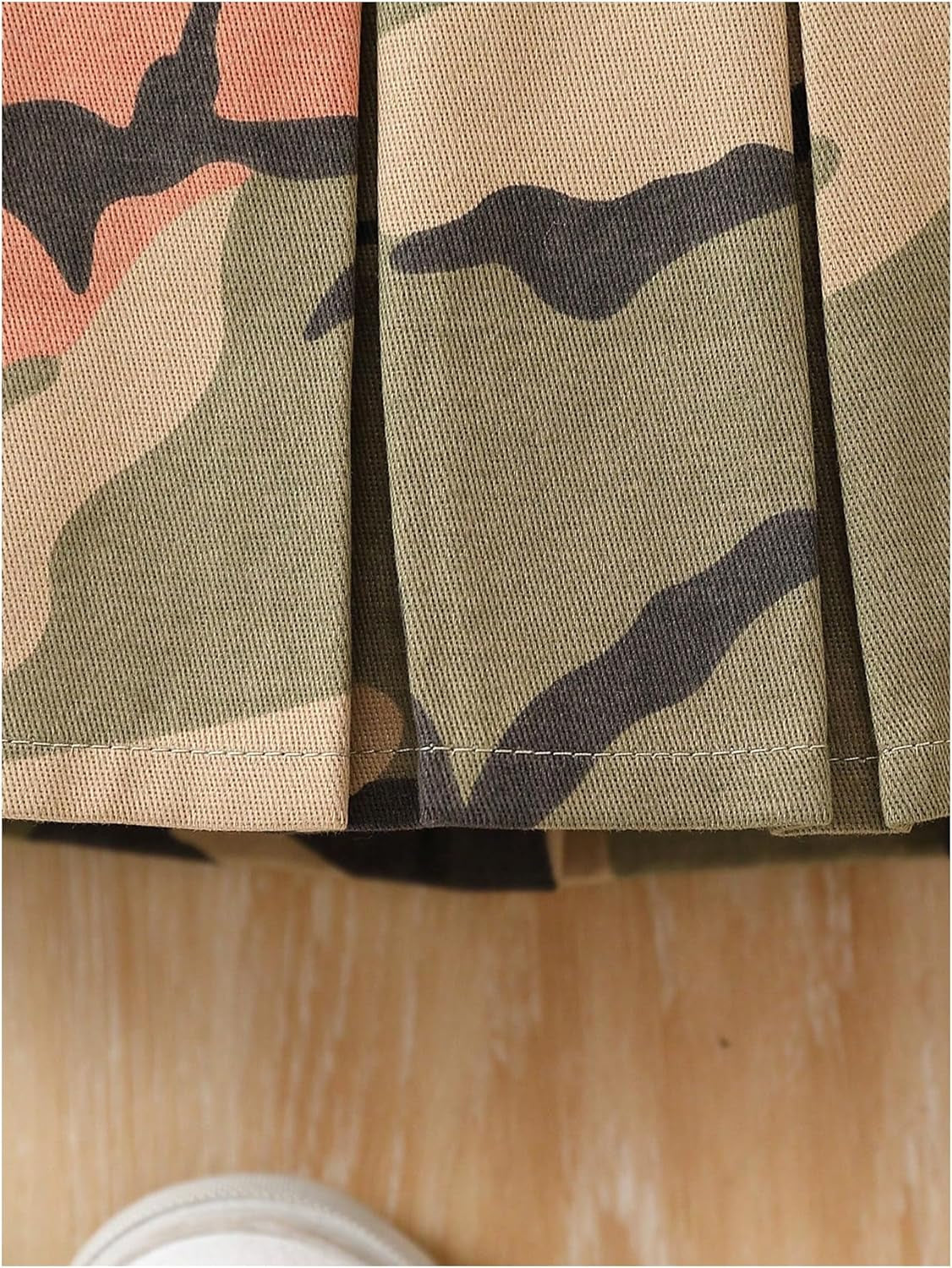 Girl'S Flared Camo Pleated Skirt Elastic High Waist a Line Streetwear Jersey Mini Skirts for Girls