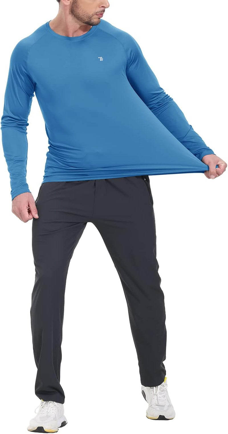 Mens Sun Protection Hiking Shirts Long Sleeve Water UPF 50+ SPF UV Shirts Lightweight Fishing Hiking Swimming