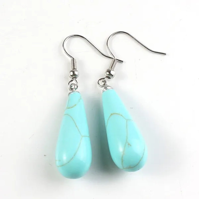 10pairs Teardrop Shaped Stone Ear Hook Dangle Earring Natural Amethysts Rose Quartzs Water Drop Earrings Anniversary Jewelry Gift