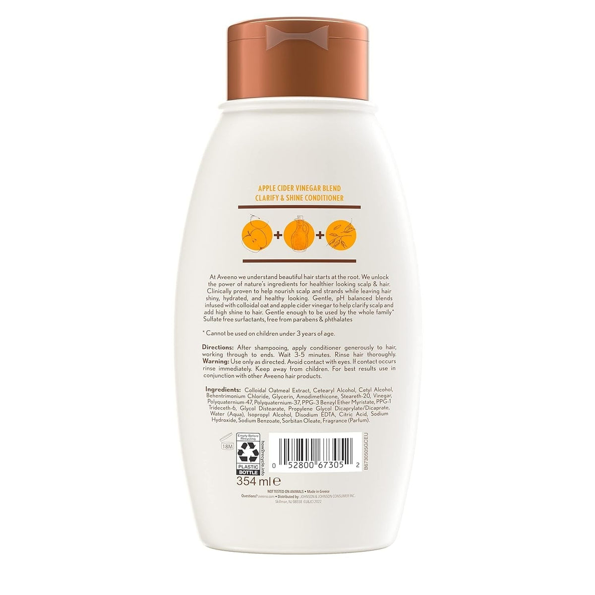 Apple Cider Vinegar Sulfate-Free Conditioner for Balance & High Shine, Daily Moisturizing & Scalp Soothing Conditioner for Oily or Dull Hair, Paraben & Dye-Free, 12Oz
