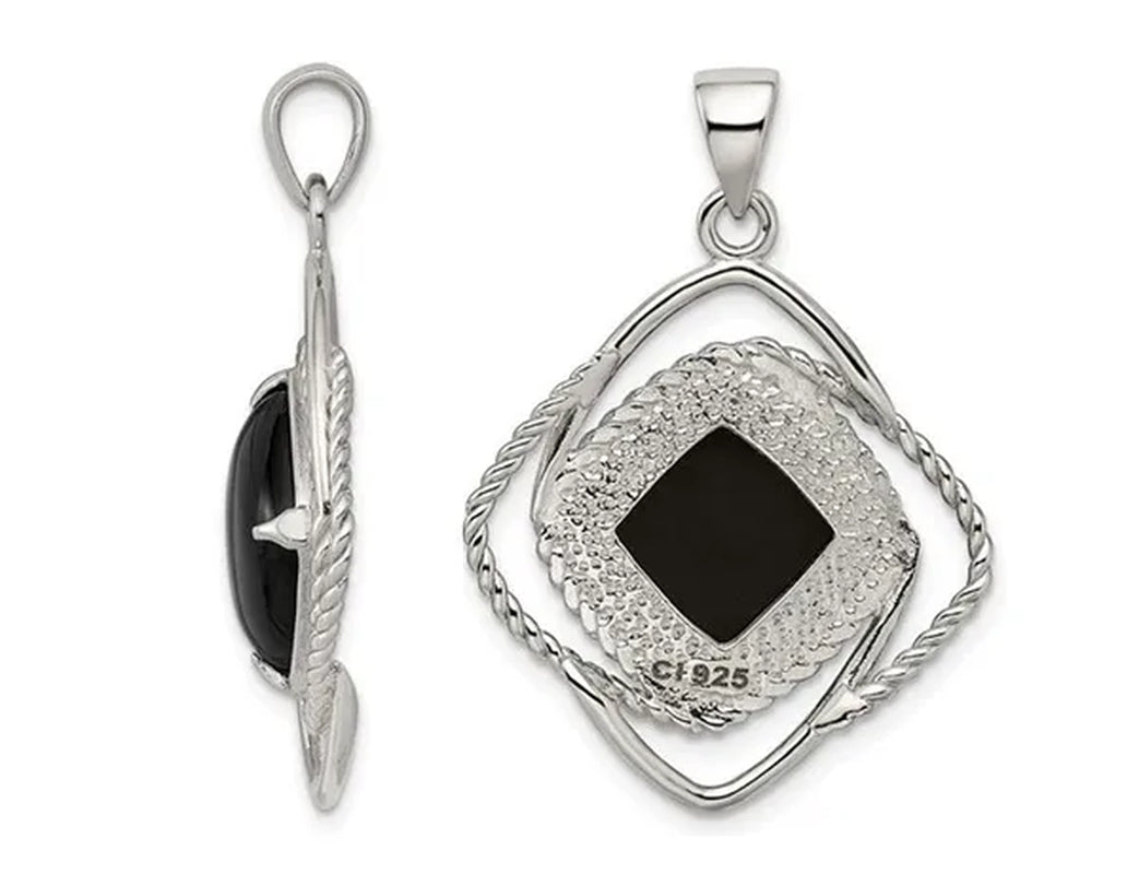 Sterling Silver Black Onyx Pendant Necklace with Chain