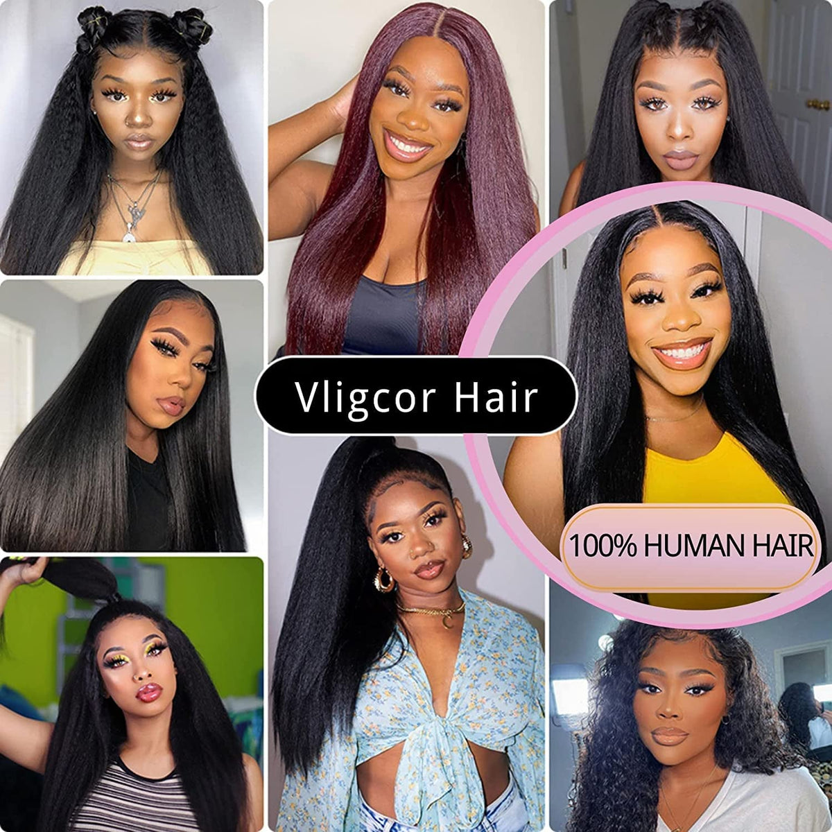 Kinky Straight Human Hair 1Bundles 12Inch Yaki Straight Human Hair Extensions 100% Unprocessed Brazilian Virgin Kinky Straight Human Hair for Black Women Natural Black (12Inch, 1 Bundles)