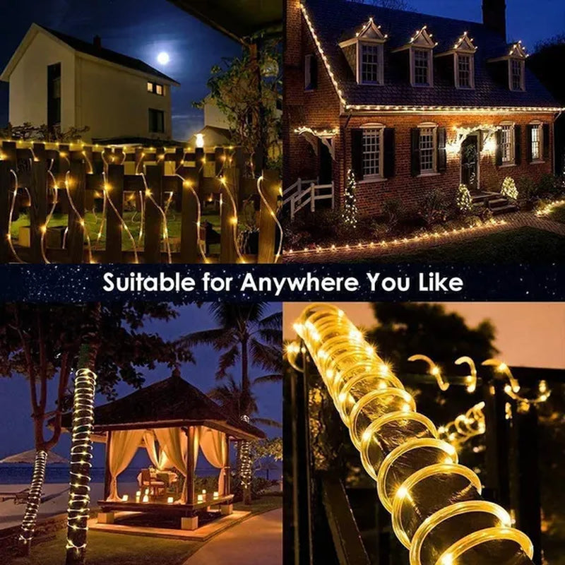 Battery Powered Rope Lights LED Fairy String Lights with Remote Control Garden Tube Lighting Strings Christmas Holiday Decoration