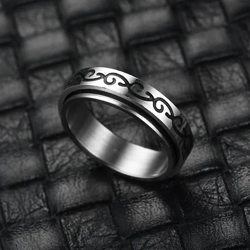 Couple Rings Rotatable Fidget Rings Stainless Steel Sun Moon Star Dot Waves Cat Pattern Spinner Ring Jewelry Gift for Women Men Boyfriend Girlfriend
