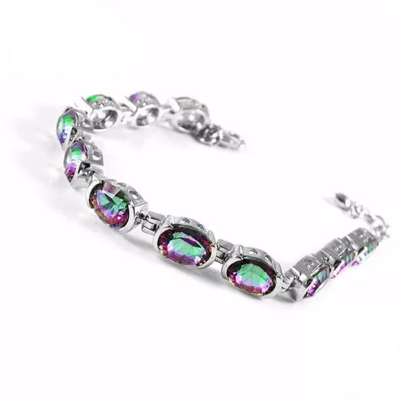 Majesty Diamonds MDS170275 20 CTW Oval Mystic Topaz LinK Bracelet in .925 Sterling Silver