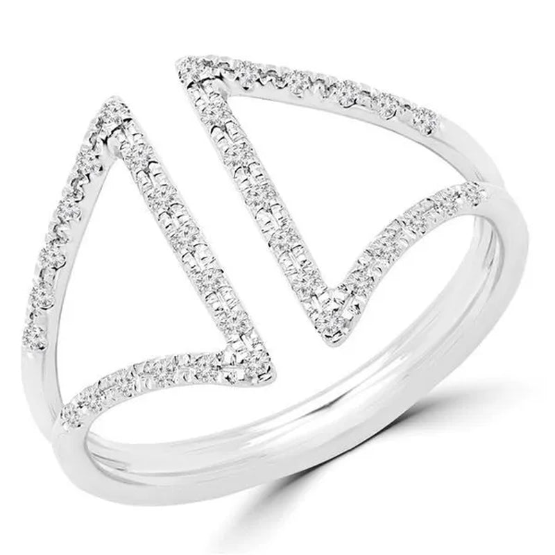 Majesty Diamonds MDR170057-4.25 0.12 CTW Round Diamond Cocktail Ring in 14K White Gold - 4.25