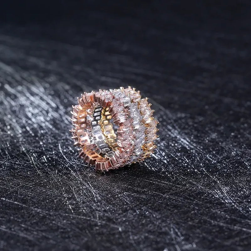 Sparkling 925 Sterling Silver and Gold Natural Gemstone White Sapphire Ring Women Party Anniversary Fine Jewelry