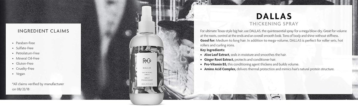 Dallas Hair Thickening Spray | Volumizing & Texturizing Spray for All Lengths | Adds Volume, Body & Shine | Perfect for Blowouts, Curling Irons & Roller Sets