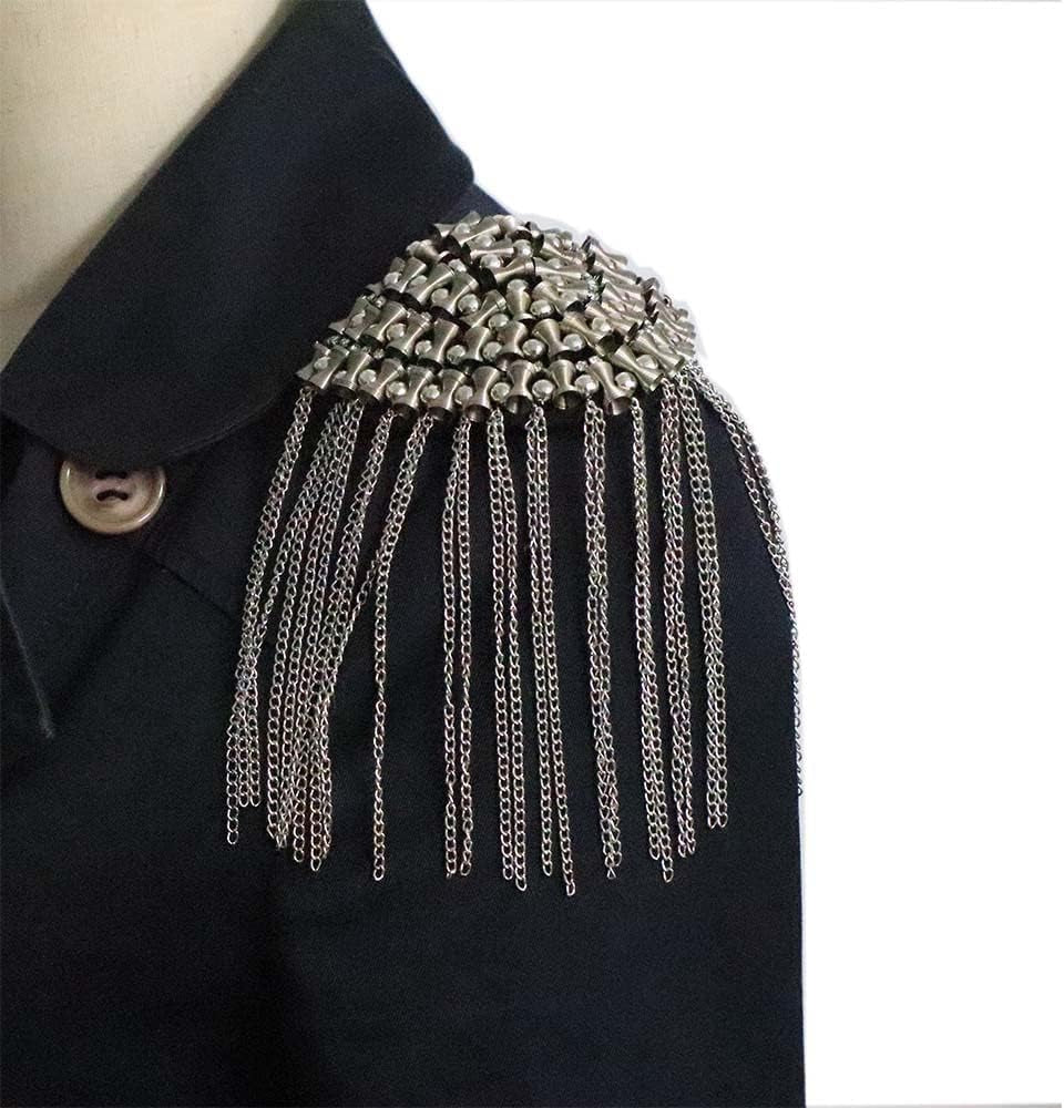 1 Pair Shoulder Epaulet Gold Chain Tassel Shoulder Badge Epaulettes Brooch Pin Ringmaster Halloween Costume Appliqes Patches
