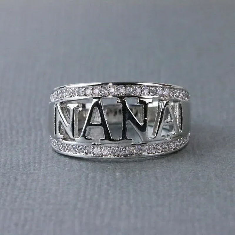 Gift Delicate Nana Ring Brass Cubic Zirconia Diamond Jewelry Grandmother Christmas Gift Birthday Gift
