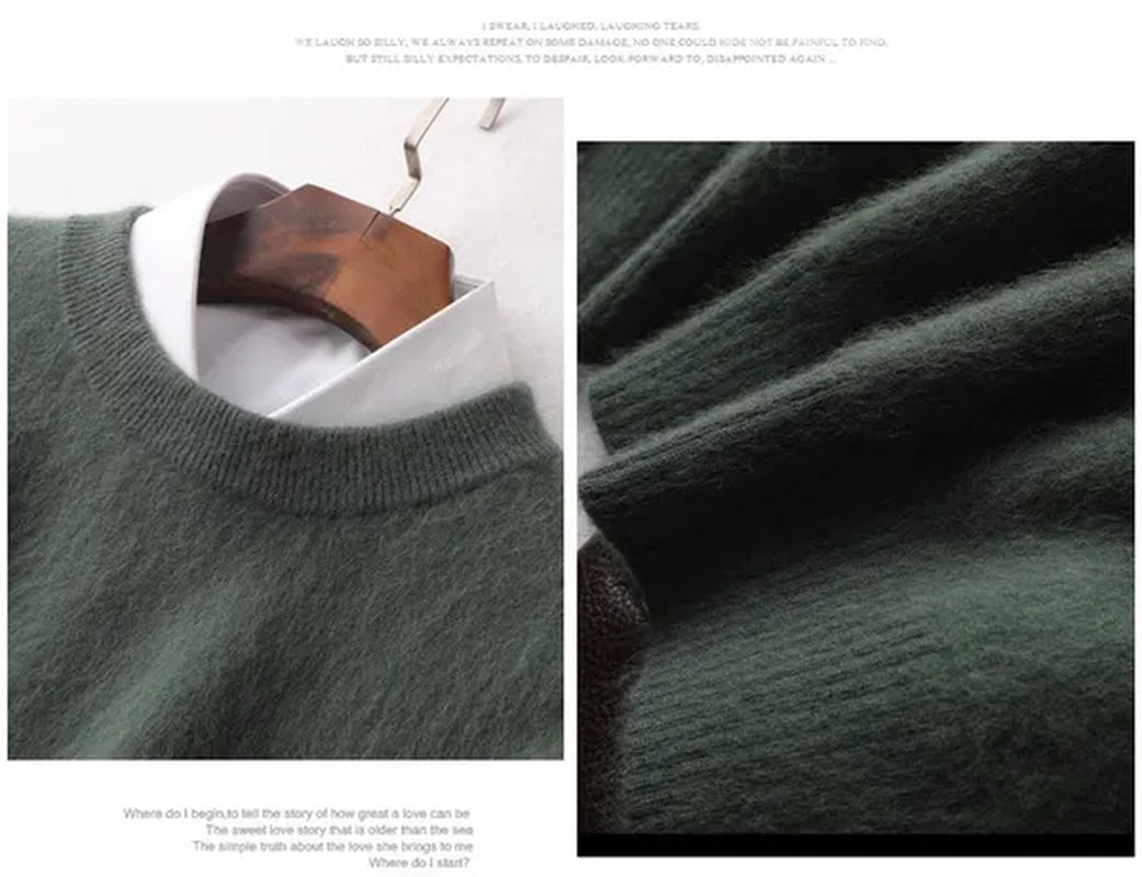 Men's Fashion 100% Wool Pure Mink Cashmere Sweater Men 2020 Autumn Winter Clothes Super Warm Pullover Jumper for Men Long Sleeve Robe Hombre Pull Homme Hiver Mens Sweater Maglione Uomo Suéter Masculino Suéter De Los Hombres Plus Size S-XXXL