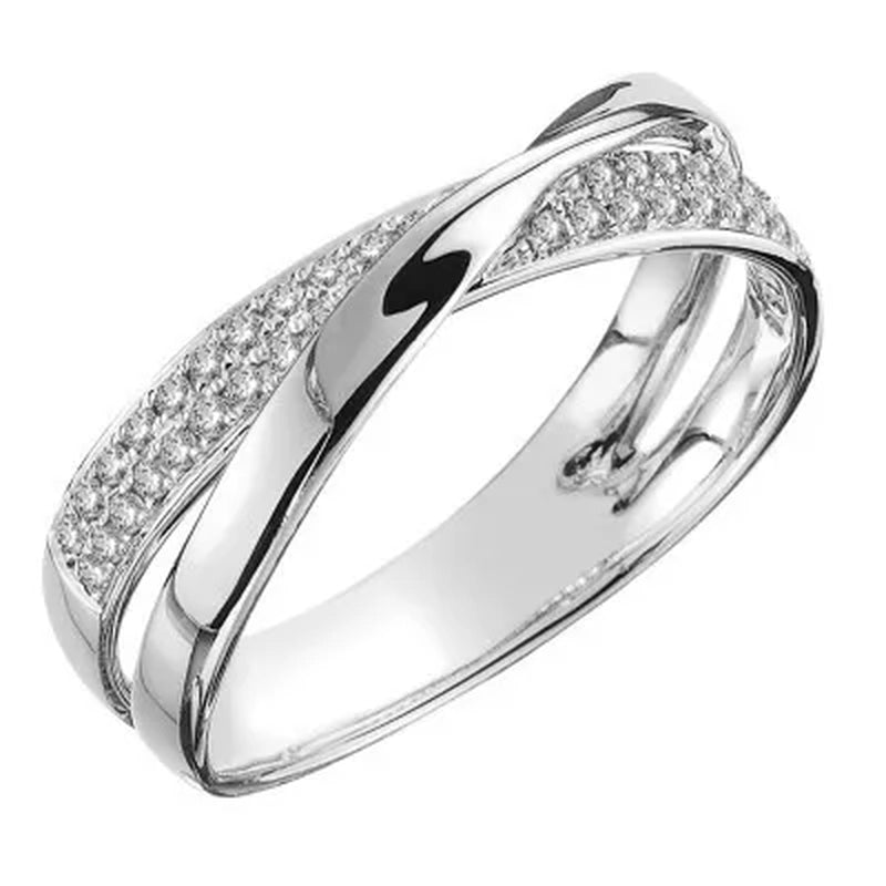 Fashion Micro Magnetic Slimming Ring 925 Sterling Silver White Sapphire Cross Rose Gold Ring Diamond Ring Women's Fat Burning Magnetic Therapy Weight Loss Jewelry