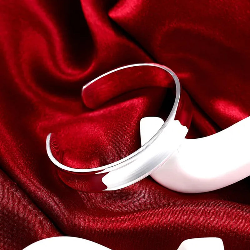 Fashion Jewelry Hot Sale 925 Sterling Silver Wide Thin Cuff Bangle Women Bracelet Simple Fine Jewelry