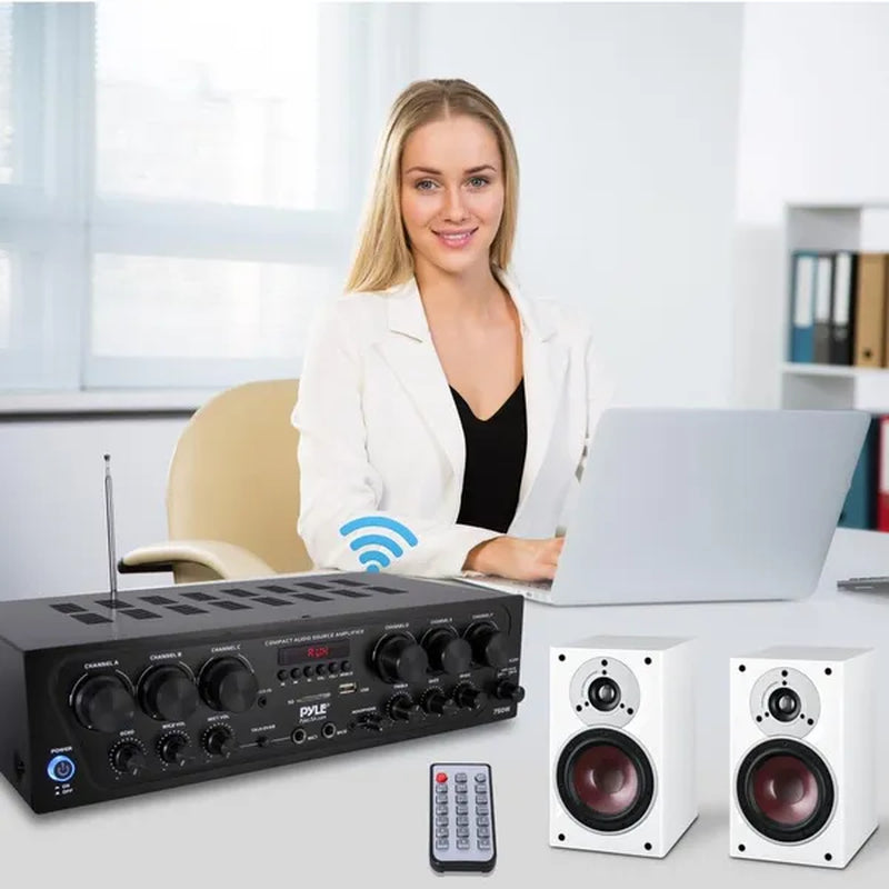 Pyle PTA62BT.5 Bluetooth Home Audio 750 Watt 6 Channel Amplifier Stereo Receiver (Open Box)