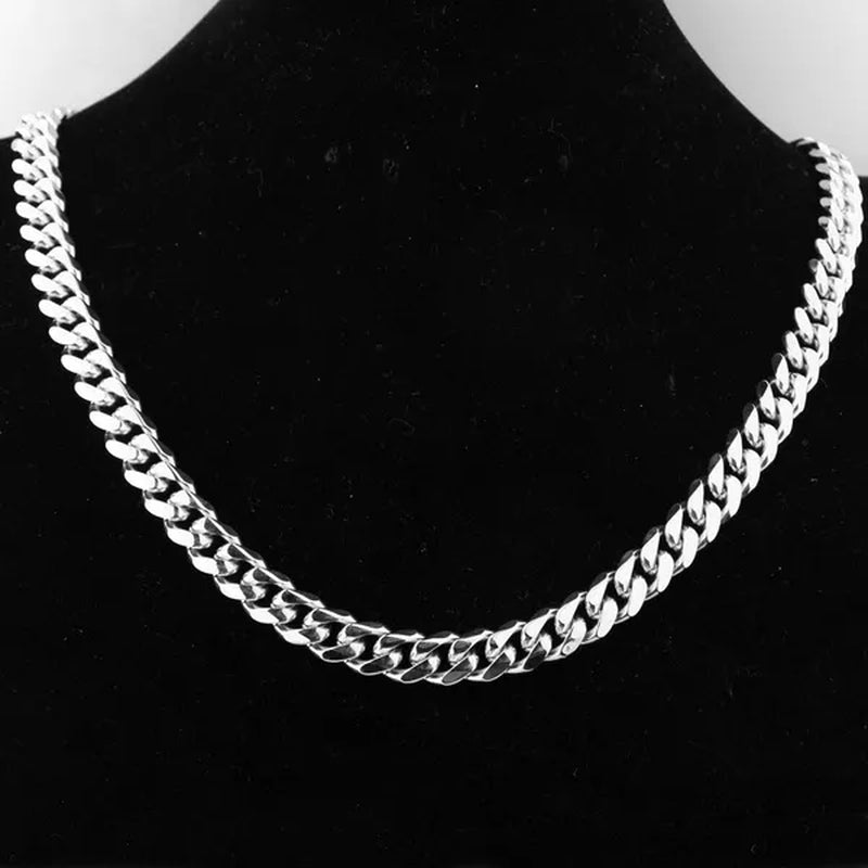 5/7/10/12/15mm Men's and Women's Chain Stainless Steel Silver Cuban Link Curb Chain Necklace or Bracelet
