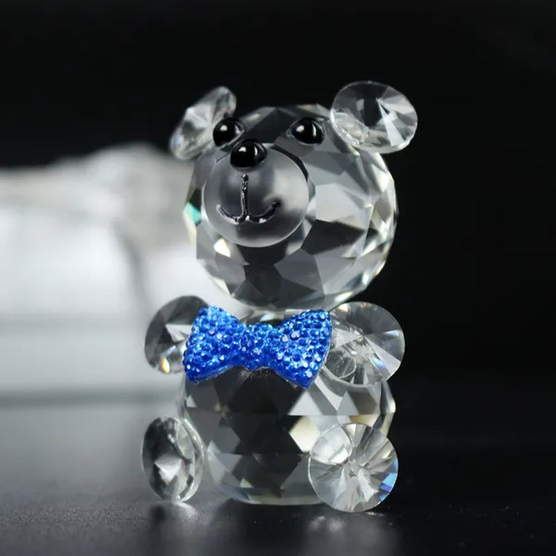 Crystal Cute Bear Figurine Miniatures Glass Decorative Animal Paperweight For House Ornaments Home Decor Kids Gifts