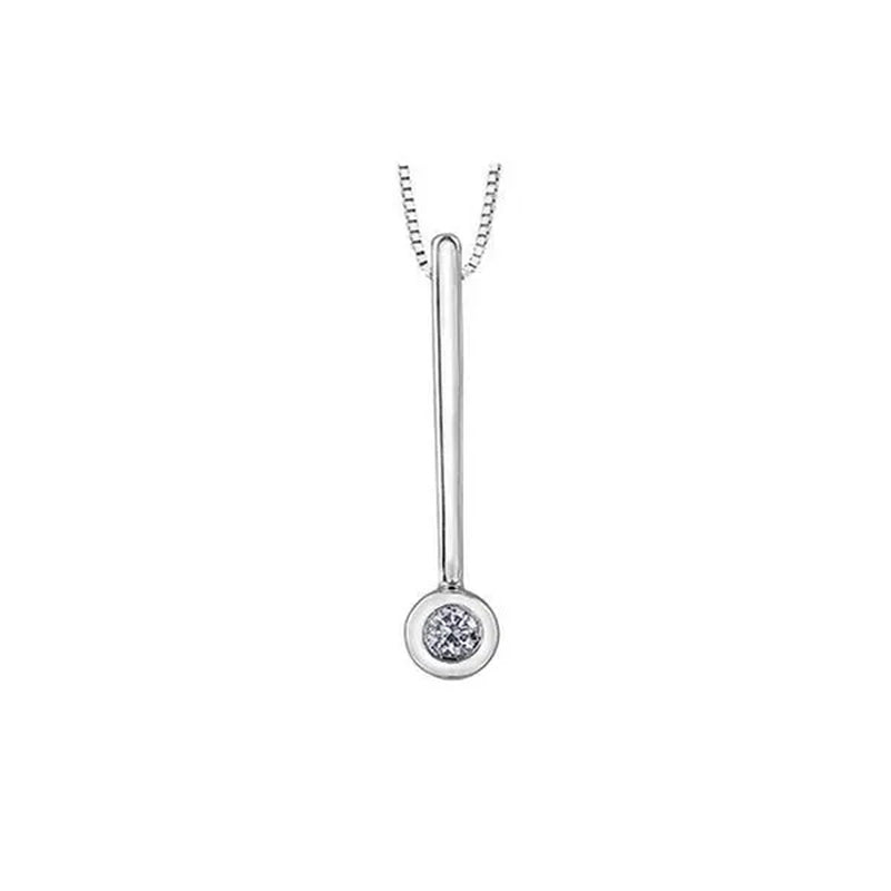 Cheri Jadore PLT27184WC-10 0.05 Carat 10K White Gold Diamond Bar Pendant in Silver