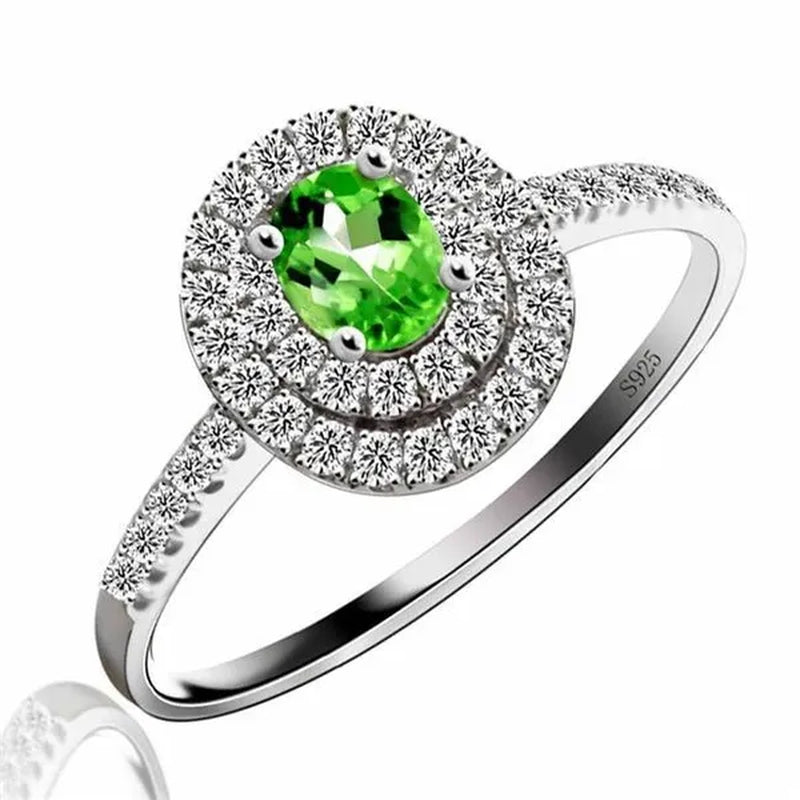 Majesty Diamonds MDS170149 0.37 CTW Oval Green Tourmaline Cocktail Ring in .925 Sterling Silver - Size 5
