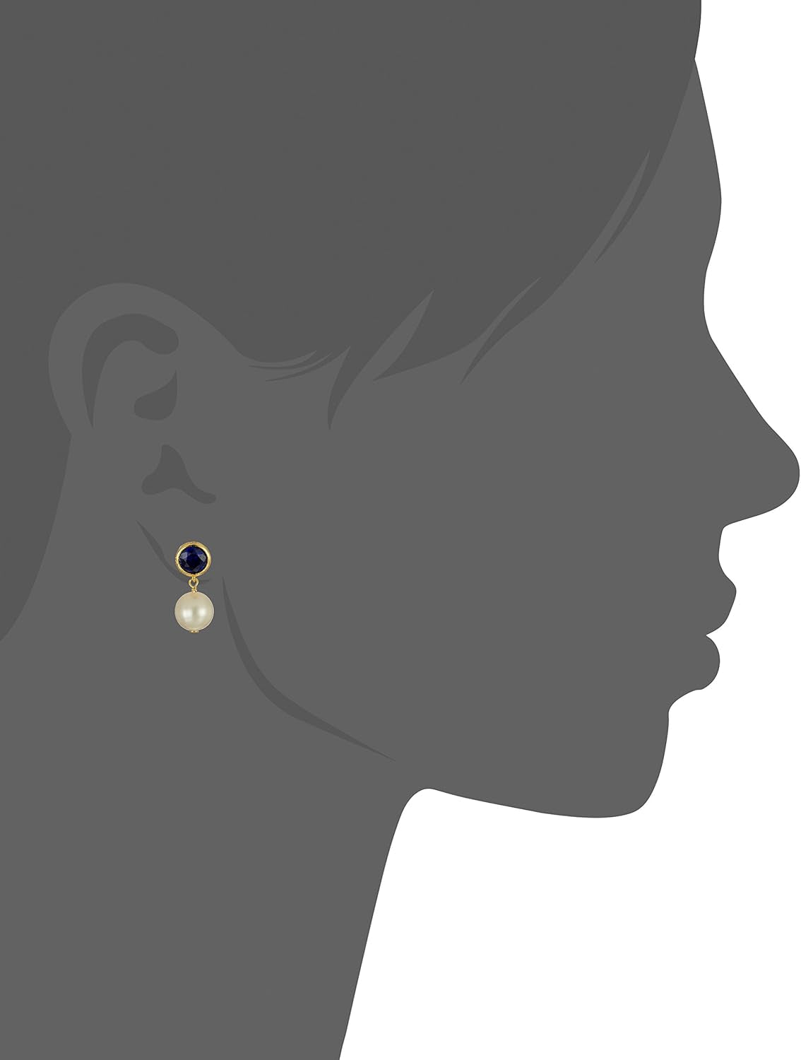 18K Gold Plated Sterling Silver Created Blue Sapphire and Freshwater Cultured Pearl Drop Stud Birthstone Earrings