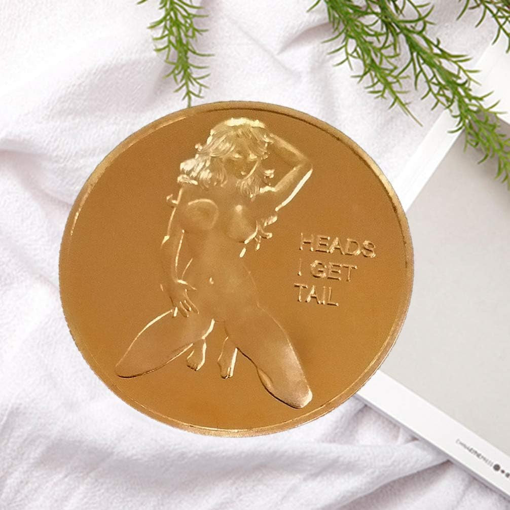 1Pcs Gold Head and Tail Challenge Coin Gilded Commemorative Coin Russian Sexy Nude Girl Coin Adult Decision Coin for Souvenir 4X4X0.3Cm Alloy