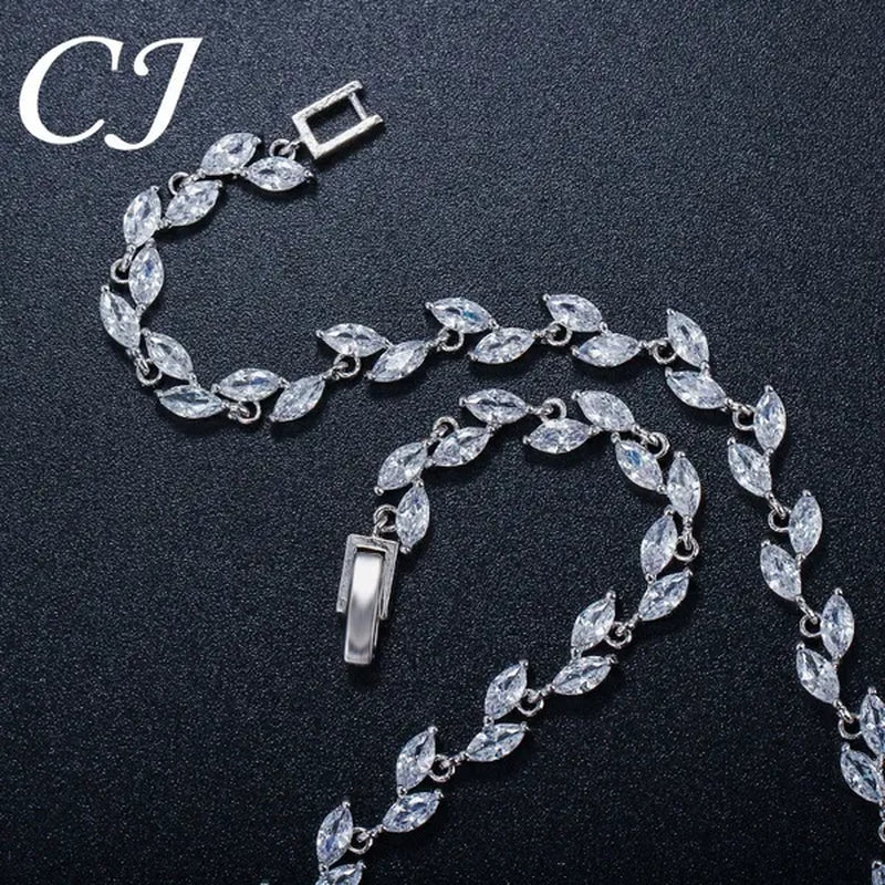 CANDICE Super Luxury White Gold Plated Clear Cubic Zirconia Big Flower Bridal Necklace Earrings For Wedding Party Jewelry Sets