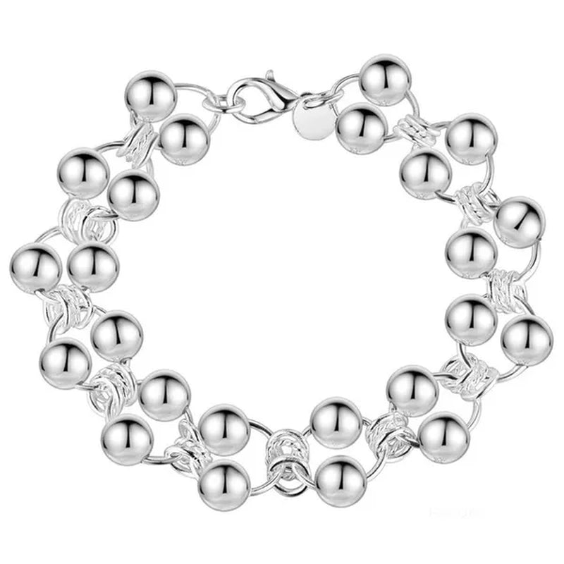 New 925 Sterling Silver Bracelets for Women's Beads Chain Fashion Classic Wedding Party Christmas Gifts Fine Jewelry