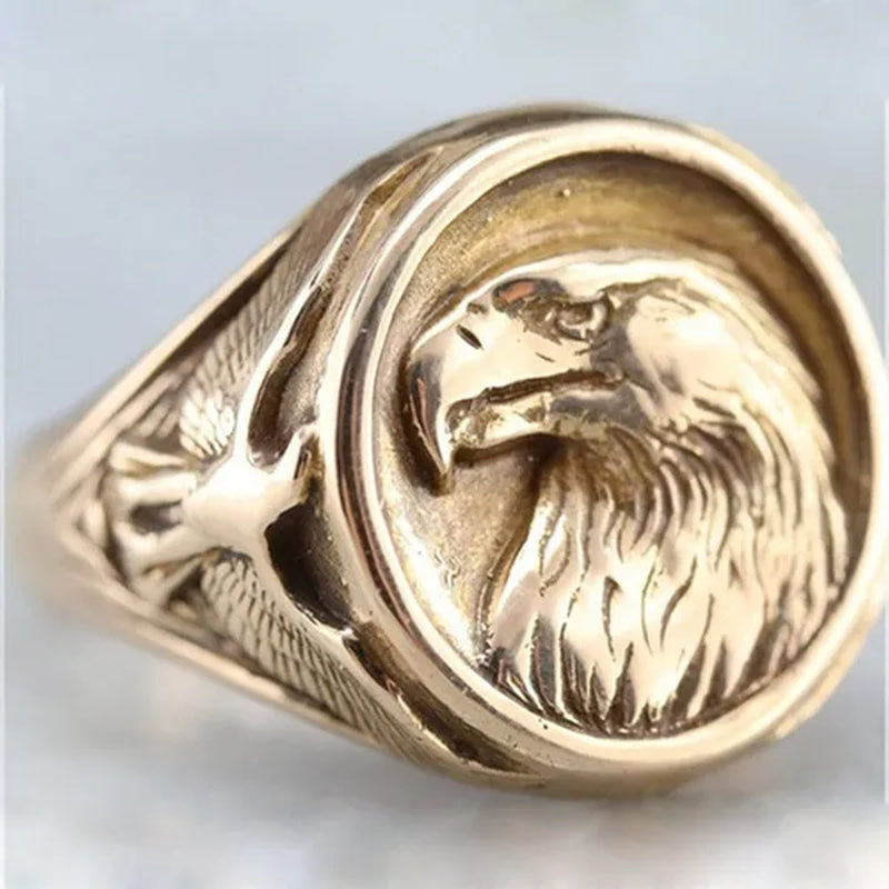 New Fashion Domineering Men's 18K Gold Ring Natural Sapphire Men's Diamond Ring Hand-carved Gold Skull Sea Monster Male Ring Men's Birthday Gift Party Jewelry Size 5-14