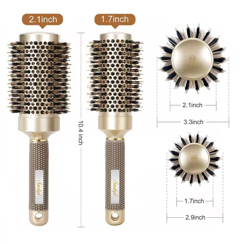 Round Brush for Blow Drying, Nano Thermal Ceramic & Ionic Tech Hair Brush with Boar Bristles, Professional round Barrel Brush for Styling, Curling & Straightening by (2.9 Inch, Barrel 1.7 Inch)