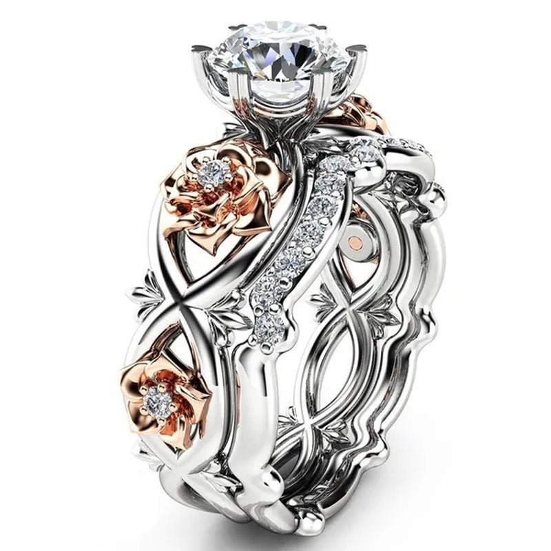 925 Sterling Silver Round CZ Zircon Ring Sets for Women Wedding Engagement Rings Set New Fashion Jewelry Size 5-12