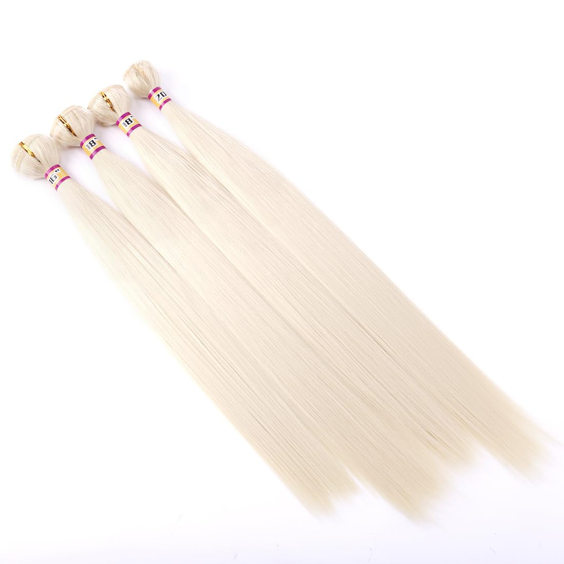 Silky Straight Synthetic Hair Weave 4 Hair Bundles Deals 16 18 18 20 Inches Color 613 Blonde Synthetic Hair Weft