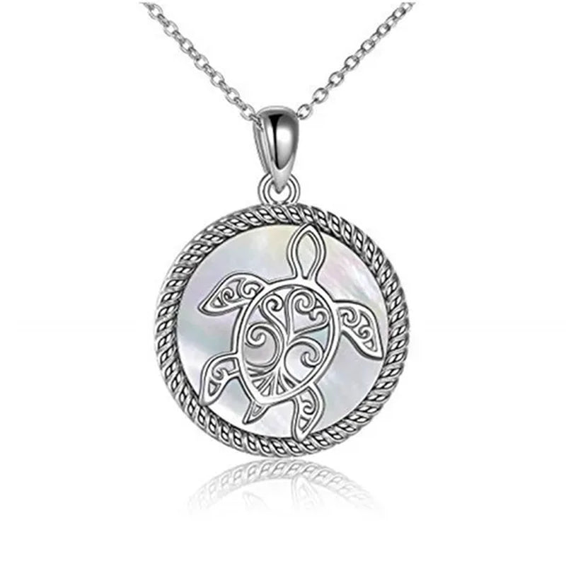 Fashion Women Ocean Necklace Sterling Silver Sea Turtle/Dolphin/Mermaid Necklace Abalone Shell Tortoise/Mermaid Tail Necklace