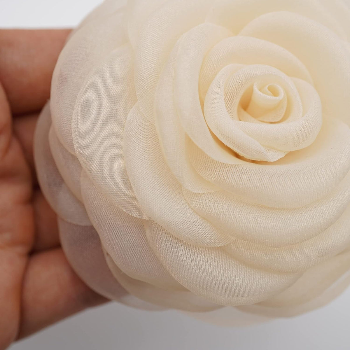 Fabric Flower Brooch Pin by β Floral Brooch Pin, Handmade Gift Ideas, Gift for Her, Gift for Mom, Bridesmaid Gift, Valentines Day Gifts (Cream Chiffon)