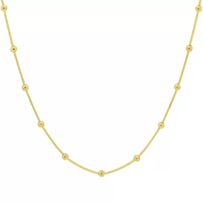 14K Yellow Gold Station Bead Necklace