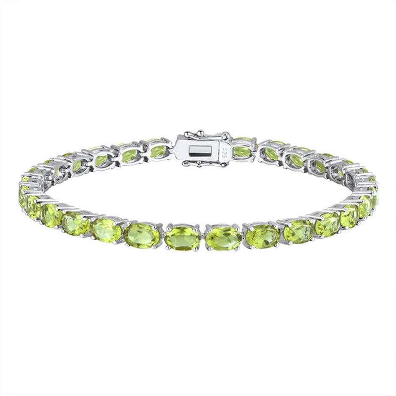 Pure 925 Sterling Silver Women'S Hand Bracelets Wholesale Natural Topaz Peridot