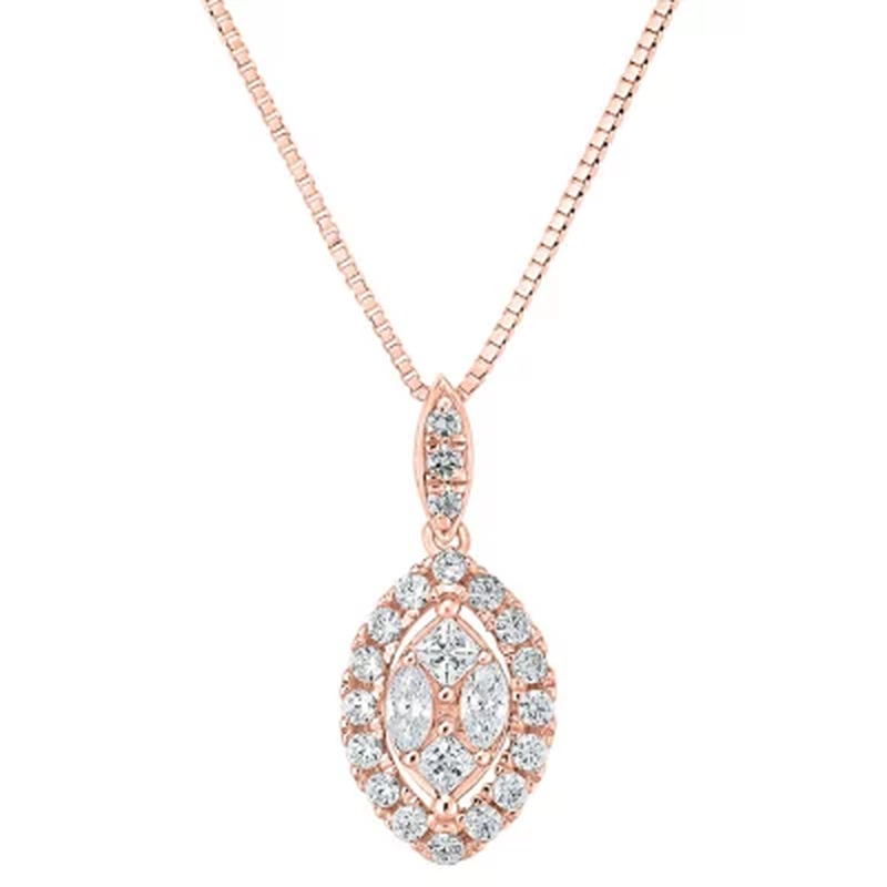 0.23 CT. T.W. Composite Diamond Marquise Frame Pendant in 14K Gold