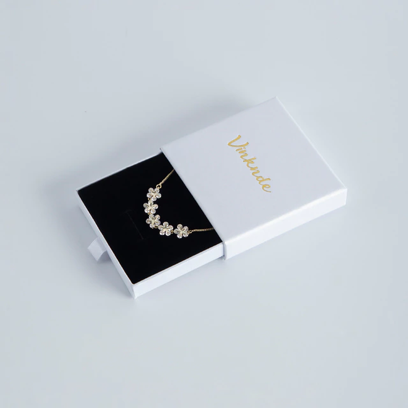 50Pcs Custom Logo Cardboard Jewelry Ring Necklace Gift Storage Box Slide Drawer