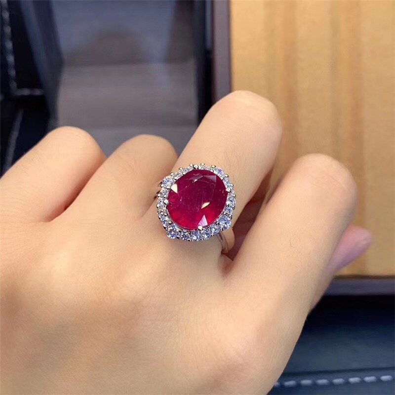 Real 925 Silver Gemstone Ring for Engagement Natural Ruby Silver Ring Solid