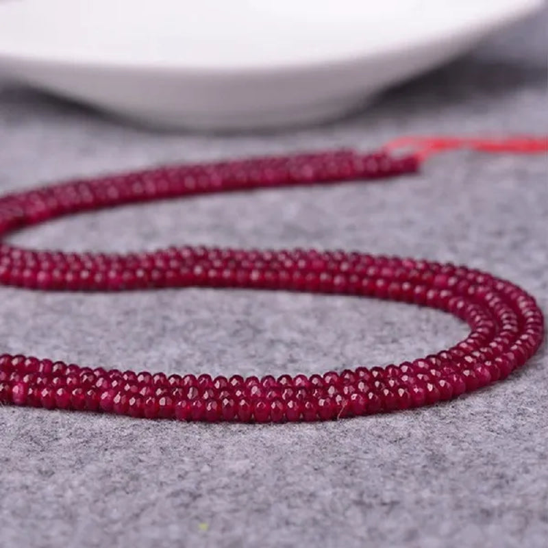 4MM Natural Brazilian Ruby Faceted Round Loose Beads Gemstone