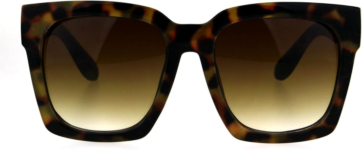 Womens Boyfriend Style XXL Oversize Horned Rim Thick Plastic Sunglasses