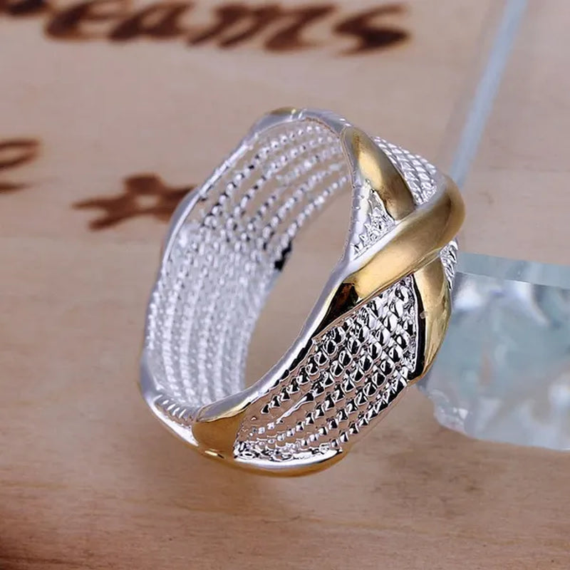 Wholesale! Prefect!Hot New High quality 925 Sterling Silver Fashion Jewelry Ring Gold "X" Hot Sale