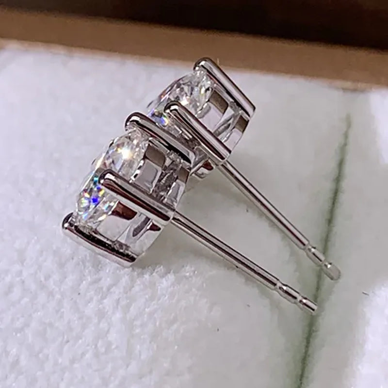 Moissanite Stud Earrings 4 Claws Setting Round Brilliant Cut Diamond Earrings Fine Jewelry for Women Men