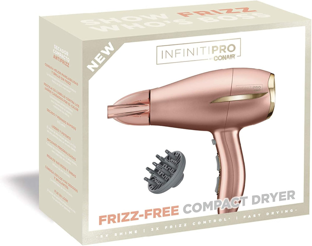 INFINITIPRO by Frizz Free Compact Hair Dryer ~ 2X the Shine - 3X the Frizz Control