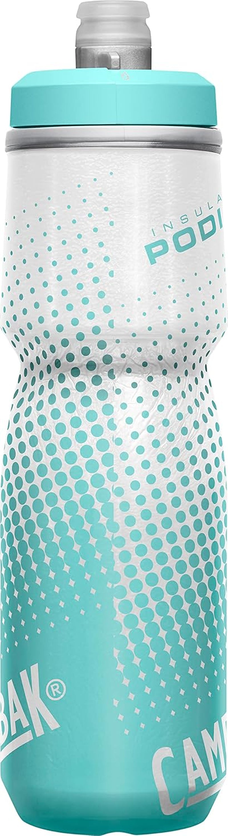 Podium Chill Insulated Bike Water Bottle - Easy Squeeze Bottle - Fits Most Bike Cages - 24Oz, Teal Dot