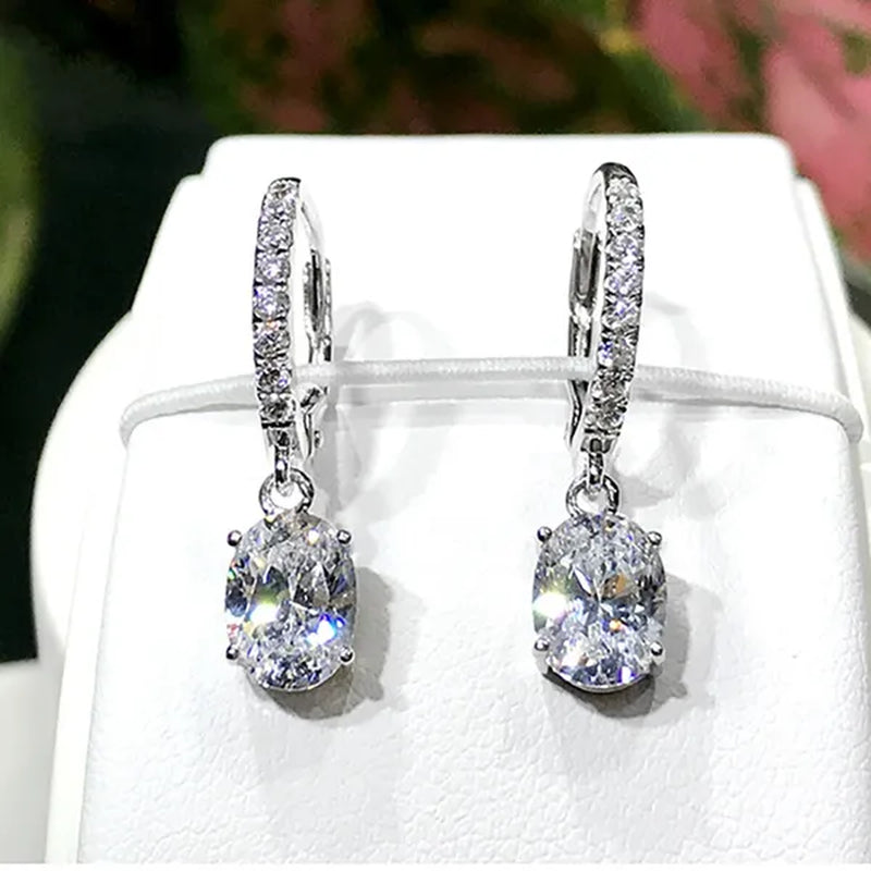 Gorgeous 925 Sterling Silver Diamond Engagement Bridal Wedding Dangle Earring for Women Pendant Earring Anniversary Gift Jewelry