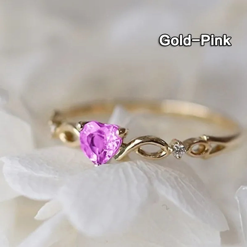 New Yellow Gold/White Gold Plated Engagement Wedding Ring Jewelry Skyblue Heart Shaped Sapphire Diamond Gemstone Rings for Women