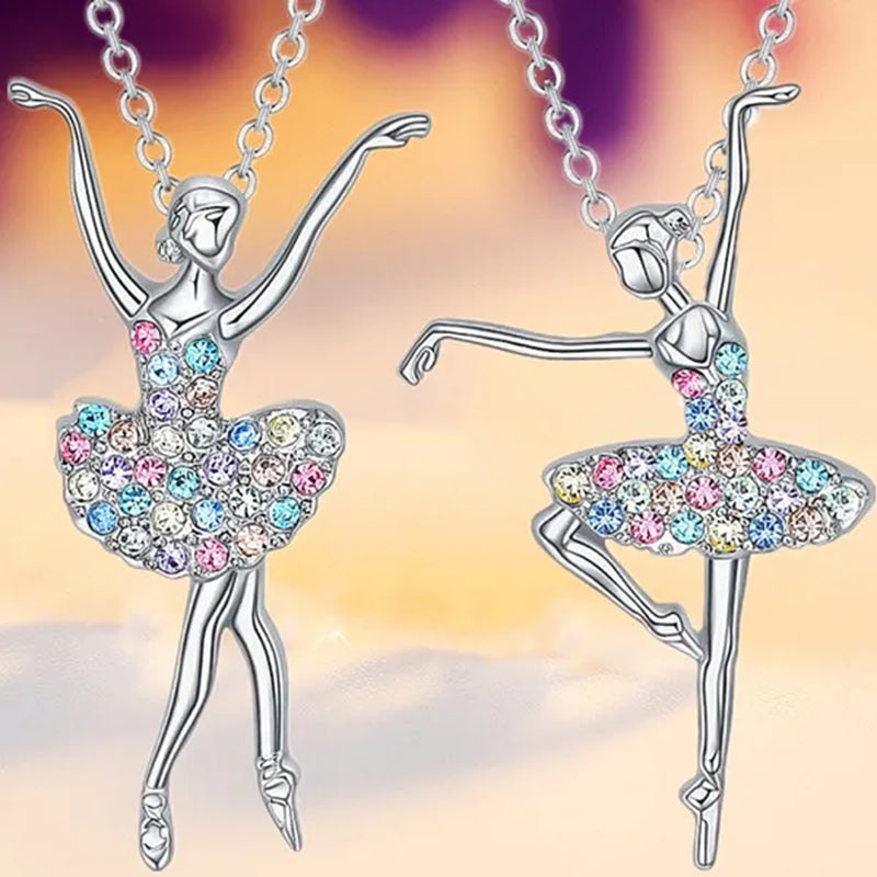 Elegant Fashion Creative Girl Necklace Ballet Sister Necklace Gift Suitable for Female Personality Creative Rainbow Dancer Dance Friendship Pendant Necklace Jewelry Suitable for Sister Friend Birthday Party Jewelry Anniversary Gift
